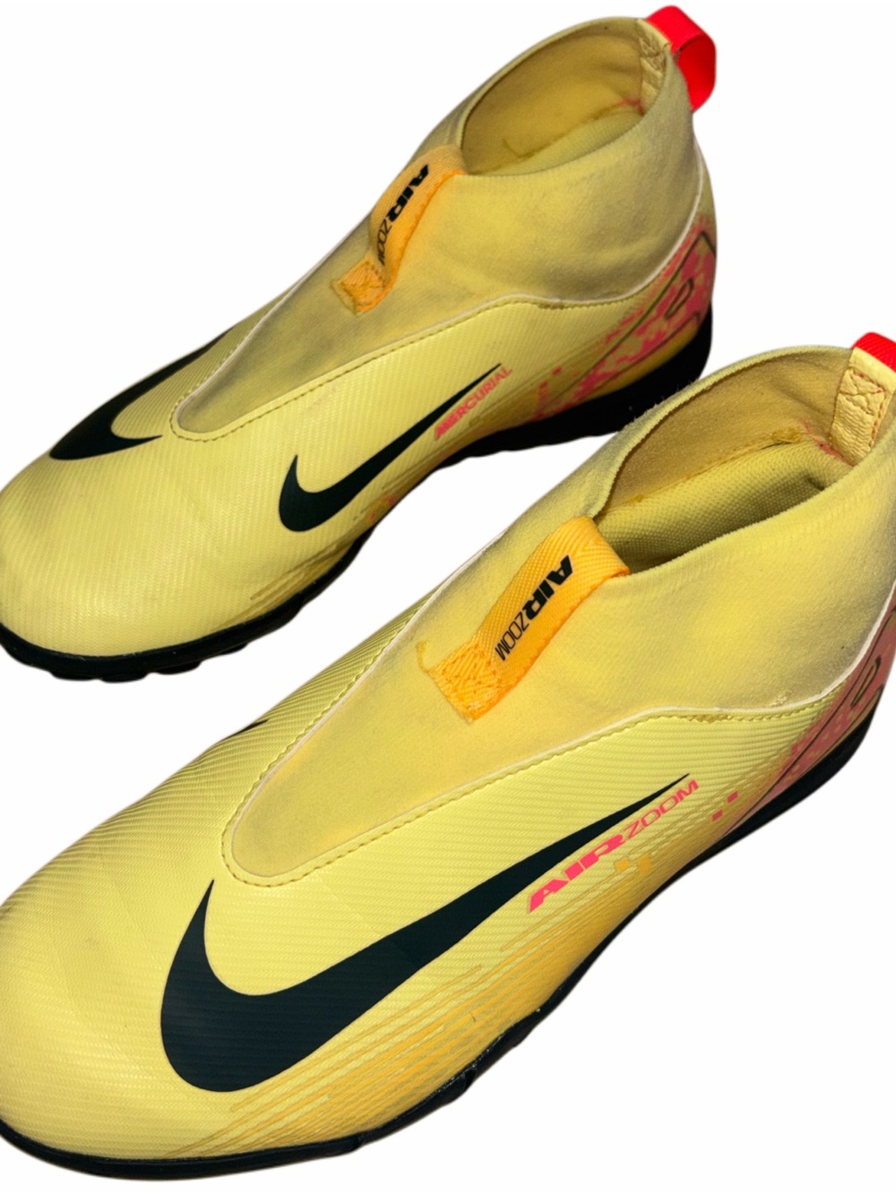 Nike Yellow and Black Kids Air Zoom Turf Shoes